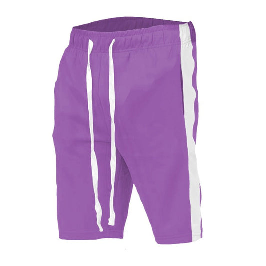 Purple White Single Stripe Shorts